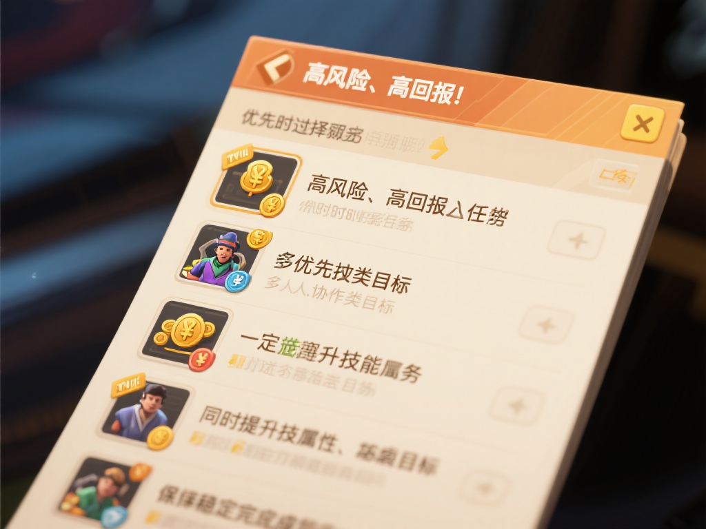 优先选择高收益任务
在任务列表中，经常会遇到“高